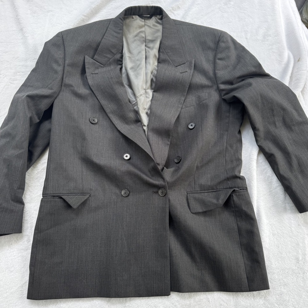 Perry Ellis Portfolio Blazer‎ Mens Large Double Breasted Wool Suit Jacket Macy's